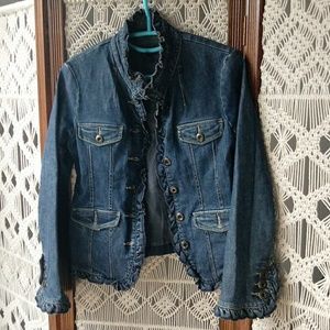 Anthropolgie ruffle denim jacket Sz 8